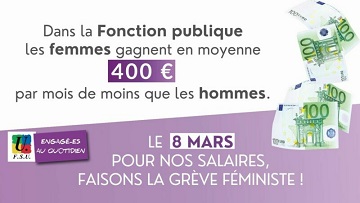pour le 8 mars, revendiquons avec la FSU la stricte égalité salariale femmes-hommes